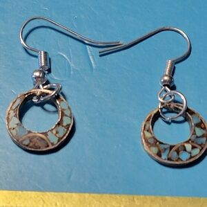 Vintage Elegant Blue and Silver Hoop Earrings